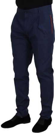 Dolce & Gabbana Mens Blue Cotton Chino Formal Pants Silk