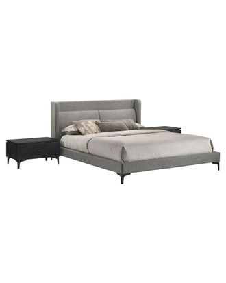 Armen Living Legend 3Pc Fabric Platform Bed & Nightstands Set
