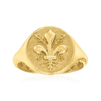 Ross-Simons Italian 14kt Yellow Gold Fleur-De-Lis Signet Ring