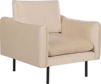 Beliani Beliani - Sill&oacute;n De Terciopelo Respaldo Acolchado Patas Negras Estilo Retro Moderno Beige Vinterbro