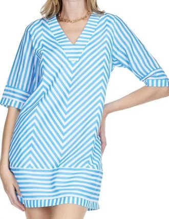 Jade Yoga Striped Sheath Dress In Blue