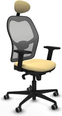 Piqueras y Crespo Piqueras Y Crespo - Jorquera Sincro Malla Gris Similpiel Crema Brazos 2d Base Nailon Cabecero Fijo Ruedas 65mm Engomada