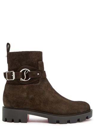 Christian Louboutin Dianouchette Lug Suede Ankle Boots - Brown - 38 (IT38 / UK5)