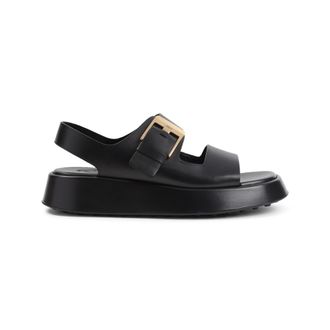 Tod's Black Logo Buckle Sandals