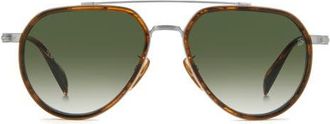 David Beckham 57mm Pilot Sunglasses in Palladium Brown/Green Sf Ar at Nordstrom