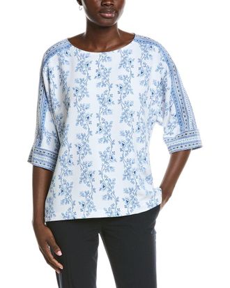 Anne Klein 3/4-Sleeve Bateau Neck Blouse