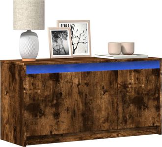 vidaXL Vidaxl - Mobile Porta Tv Con Led Rovere Fumo 100x34x50 Cm In Truciolato