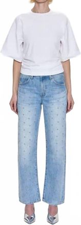 Pistola Denim Lexi Mid Rise Bowed Straight Jean In Aries