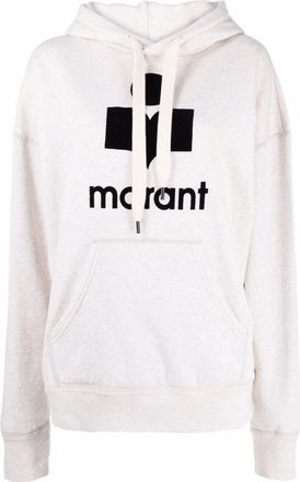 Isabel Marant Beige Cotton Mansel hoodie sweatshirt with black front logo