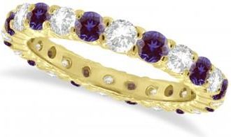 Allurez Purple Lab Alexandrite & Diamond Eternity Ring Band 14k Yellow Gold (1.07ct)