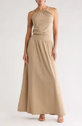 Go Couture Halter Maxi Dress in Mocha at Nordstrom Rack, Size Medium