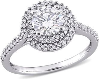 Mimi & Max 1ct DEW Created Moissanite 1/3ct TW Diamond Engagement Ring 14k White Gold