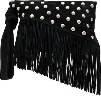Isabel Marant Faro Fringed Suede Clutch - Black - One Size