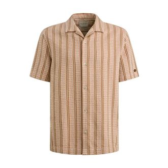 Cast Iron Short Sleeve Yarn Dye Stripe Shirt - Heren - Overhemden - Oranje - Maat: 2XL