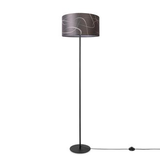 Paco Home Paco Home L&aacute;mpara Pie Sal&oacute;n Pantalla Tela L&aacute;mpara Pie Lectura Abstracta Vintage Dise&ntilde;o 2 (&oslash;38 Cm), L&aacute;mpara De Pie De Una Pata - Negro