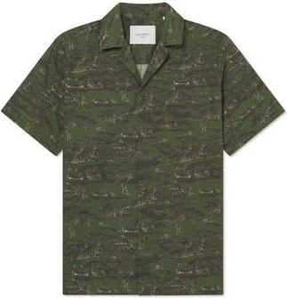 Les Deux Lesley Ruins Camp Shirt in Chive Green/Summer Melon at Nordstrom Rack, Size Xx-Large