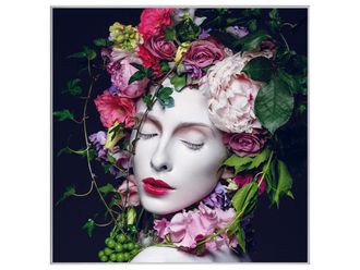 Schubiger M&ouml;bel Digitaldruck auf Acrylglas H&uuml;bsche Frau mit Blumen