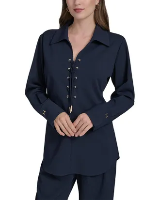 Halston Heritage Lace-Up Blouse