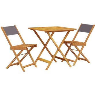 vidaXL Juego De Bistro De 3 Piezas Tela Y Madera Maciza Antracita Vidaxl