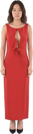 Magda Butrym Red Round Neck Midi Dress