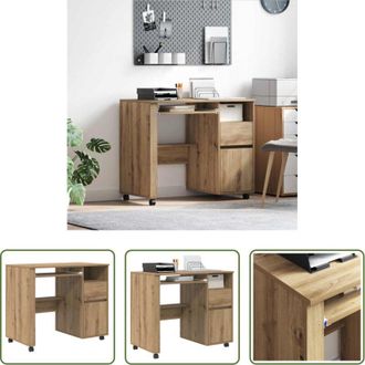 vidaXL vidaXL Scrivania per computer - Scrivania con Ruote Rovere artigianale 91 x 50 x 77 cm