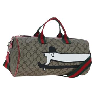 Gucci Pre-owned Boston Bag - Dames - Pre-owned - Beige - Maat: ONE Size Leer