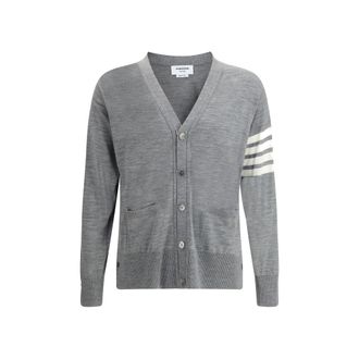 Thom Browne Gray Fleece Wool Mens Cardigan