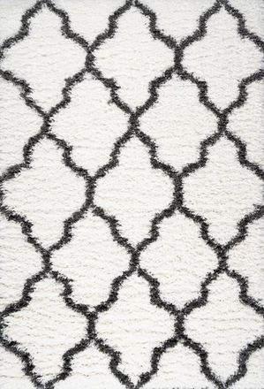 Jonathan Y Designs Marrakesh Shag Trellis Area Rug in Ivory/charcoal at Nordstrom, Size 5Ft 0In X 8Ft 0In