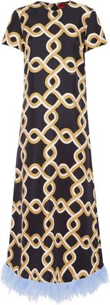 La DoubleJ Swing (with feathers) dress - women - Silk/Ostrich Feather - L - Black