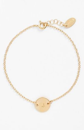 Nashelle Initial Mini Disc Bracelet in 14K Gold Fill J at Nordstrom