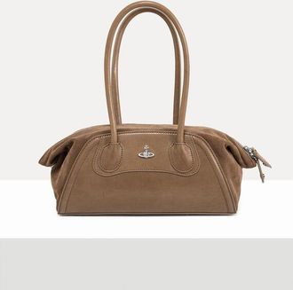 Vivienne Westwood Shirley Small Holdall Shiny Veg Tan/suede Oyster-grey