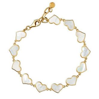 Jan Leslie All Around Heart Bracelet Set In 18K Gold Overlay Sterling Silver in White at Nordstrom
