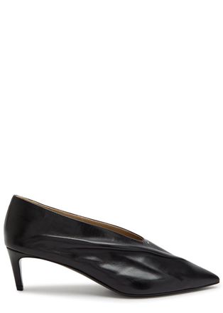 Khaite Miriam 50 Draped Leather Pumps - Black