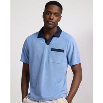 Onia Towel Terry Pocket Johnny Collar Polo in Riviera/navy at Nordstrom, Size X-Large