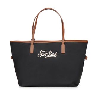 MC2 Saint Barth Tote Bags, female, Black, Size: ONE SIZE City embroidered-logo Tote Bag