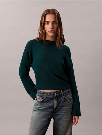 Calvin Klein Jeans Calvin Klein Womens Cotton Relaxed Crewneck Sweater - Green - XS