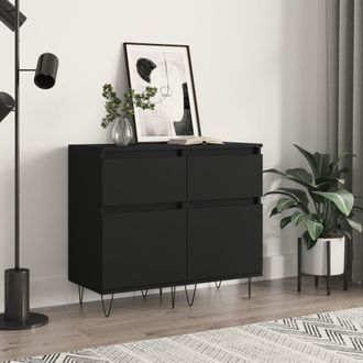 vidaXL Aparadores 2 Uds Madera De Ingenier&iacute;a Negro 40x35x70 Cm Vidaxl