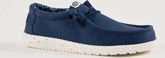 Hey Dude Mens Wally Stretch Canvas Shoes In Navy