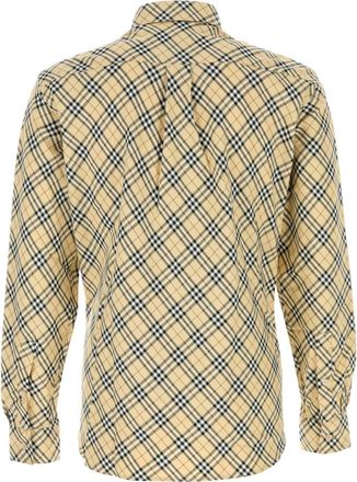 Burberry Mens Check Cotton Shirt Beige