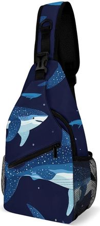 Generic Whale Shark Pattern Mens Crossbody Chest Sling Bag for Travel Hiking Lightweight Shoulder Bags with Small Side