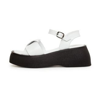 Cesare Gaspari Schoenen, Dames, Wit, 39 EU, Leren Plateau Sandalen - Wit