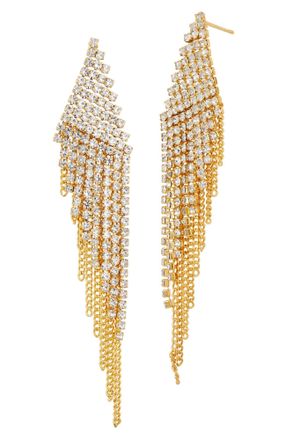 Savvy Cie Jewels GOLD PLATED WHITE CZ CHANDELIER EARRINGS