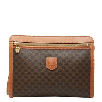 Celine Brown Pvc Leather Clutch Bag (Pre-Owned)