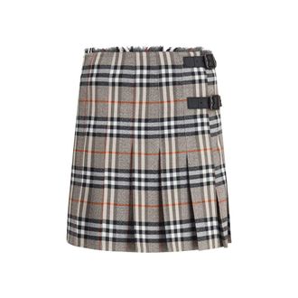 Burberry Gray Wool Mini Womens Skirt