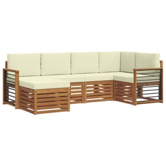 vidaXL Conjunto De Sof&aacute; Seccional Con Coj&iacute;n 6 Pcs Natural Y Crema Vidaxl