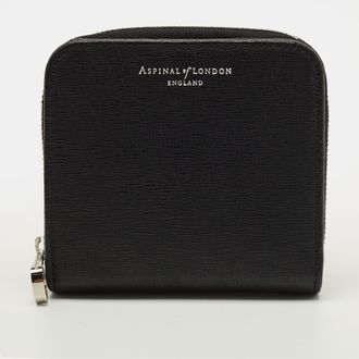 Aspinal of London Black Leather Compact Wallet
