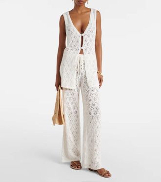 Faithfull The Brand Fio Pant In Pointelle Knit Vintage White
