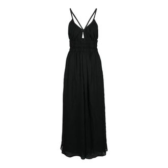 Dondup Midi Jurk voor overdag - Dames - Casual kleedjes - Zwart - S - Chiffon - Kleedjes