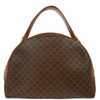 Celine Vintage Macadam Handbag Canvas Brown Pvc Handbag (Pre-Owned)