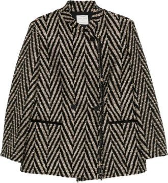 Forte_Forte Chevron Dubbelknoopjas - Dames - Zomerjassen - Zwart - XS - Jassen